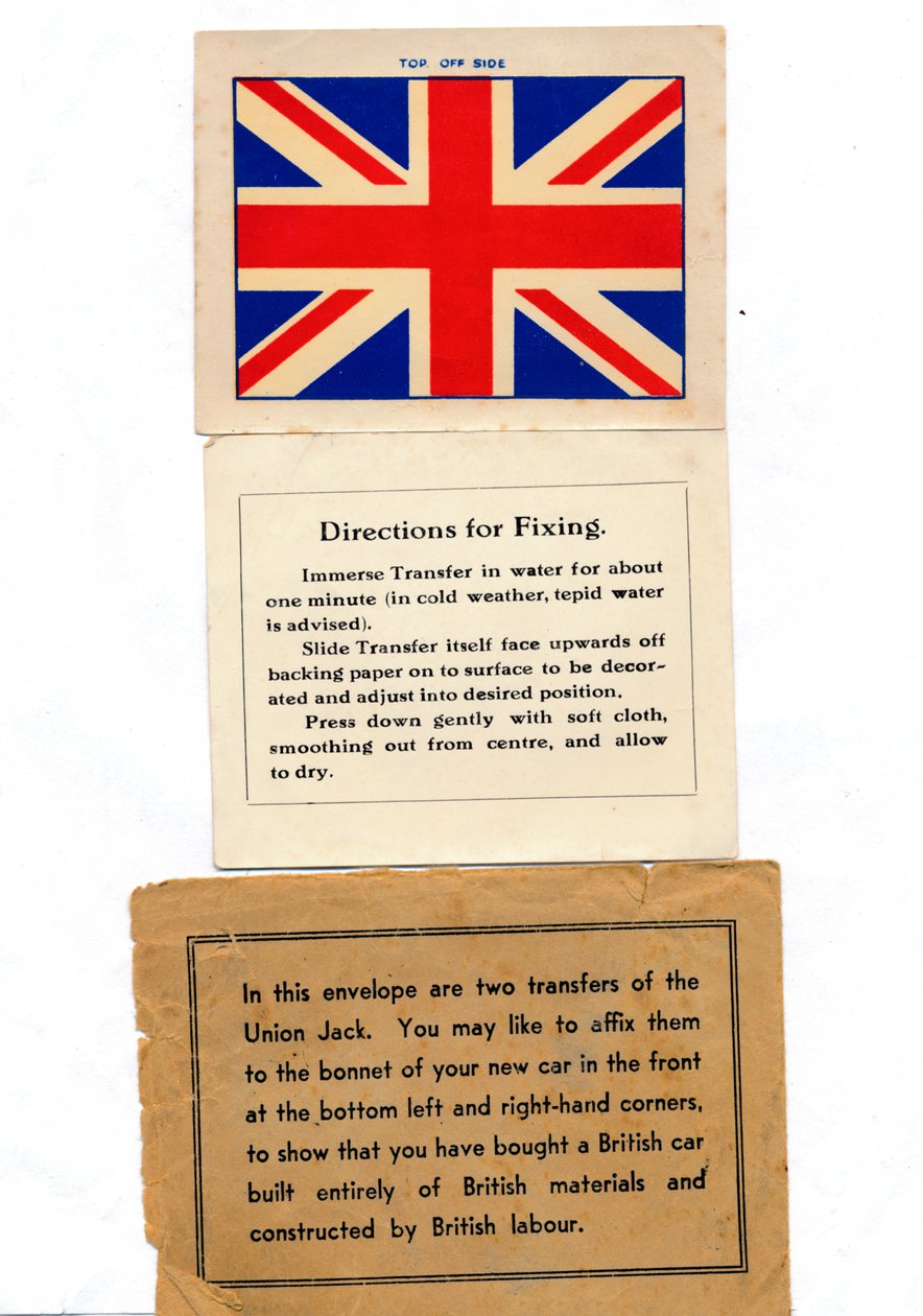 Transferts de voiture Union Jack, c1960s - Unbekannt