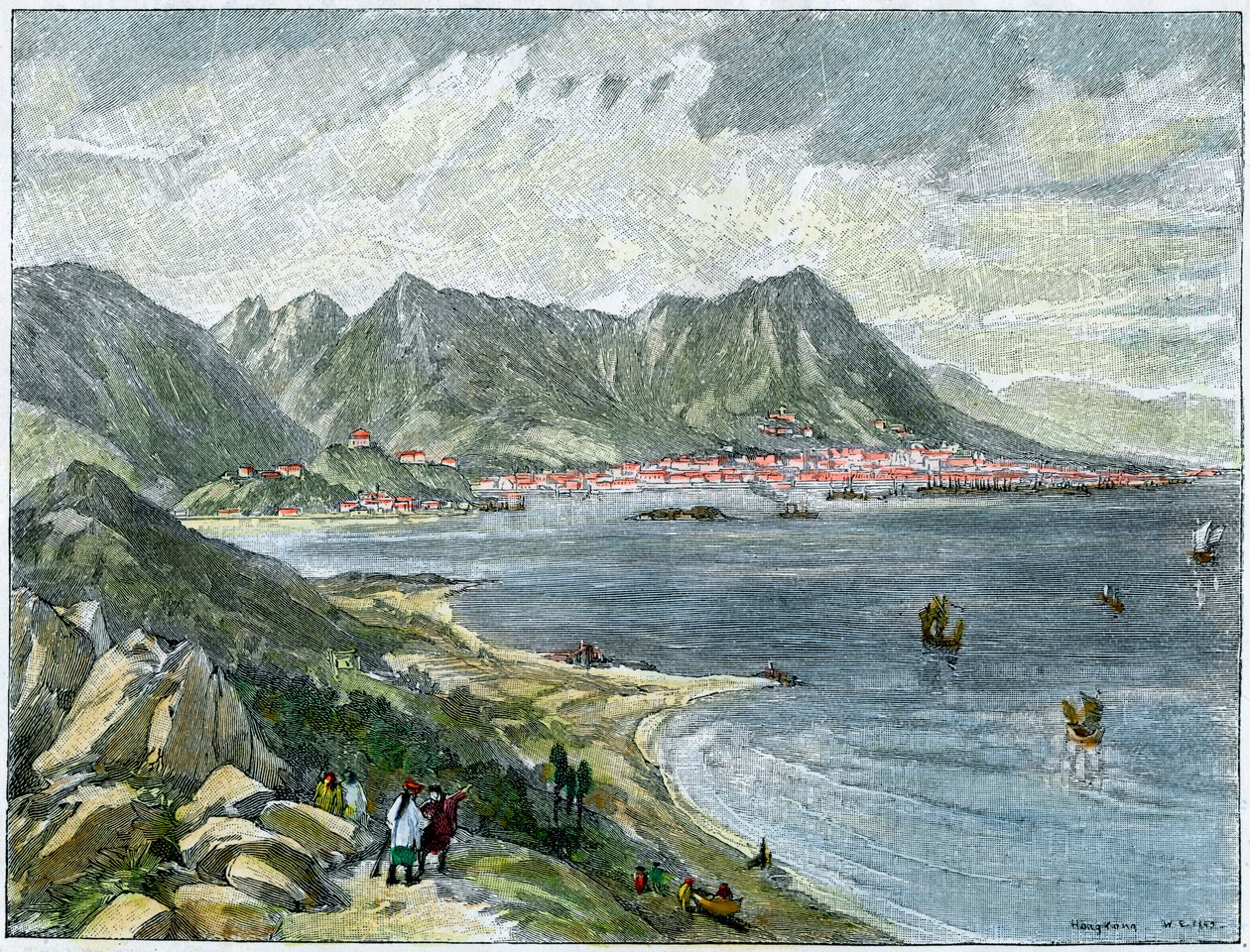 Victoria, Hong Kong, depuis le continent chinois, vers 1890 - Unbekannt