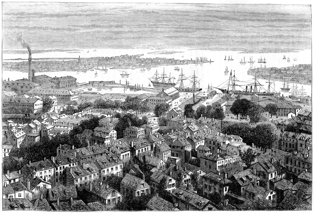Vue de Boston depuis Bunkers Hill, Massachusetts, vers 1770s vers 1880 - Unbekannt