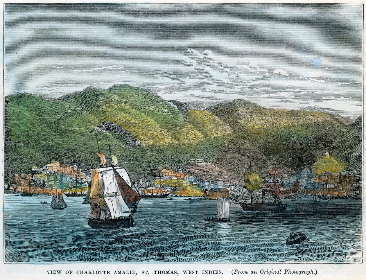 Vue de Charlotte Amalie, Saint-Thomas, Antilles, vers 1880 - Unbekannt