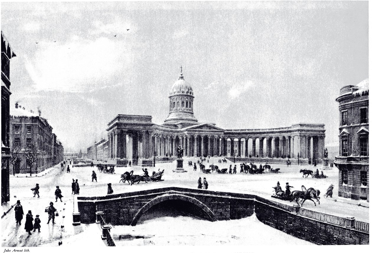 Vue de la cathédrale de Kazan à Saint-Pétersbourg, vers 1850 - Unbekannt