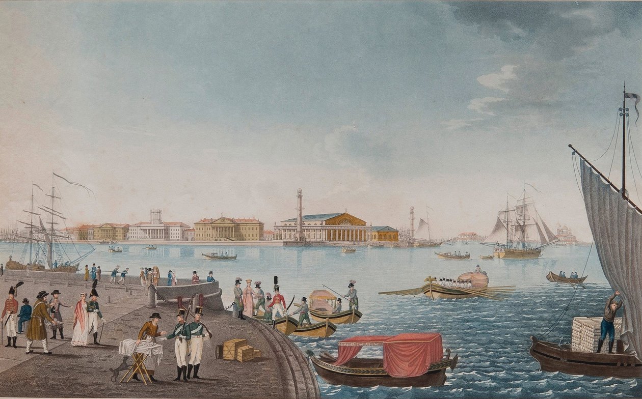 Vue de la rivière Neva et de la Bourse à Saint-Pétersbourg - Unbekannt