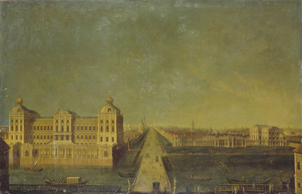 Vue de la perspective Nevski depuis le palais Anichkov avec la maison des Shuvalov, seconde moitié du 18ème siècle - Unbekannt