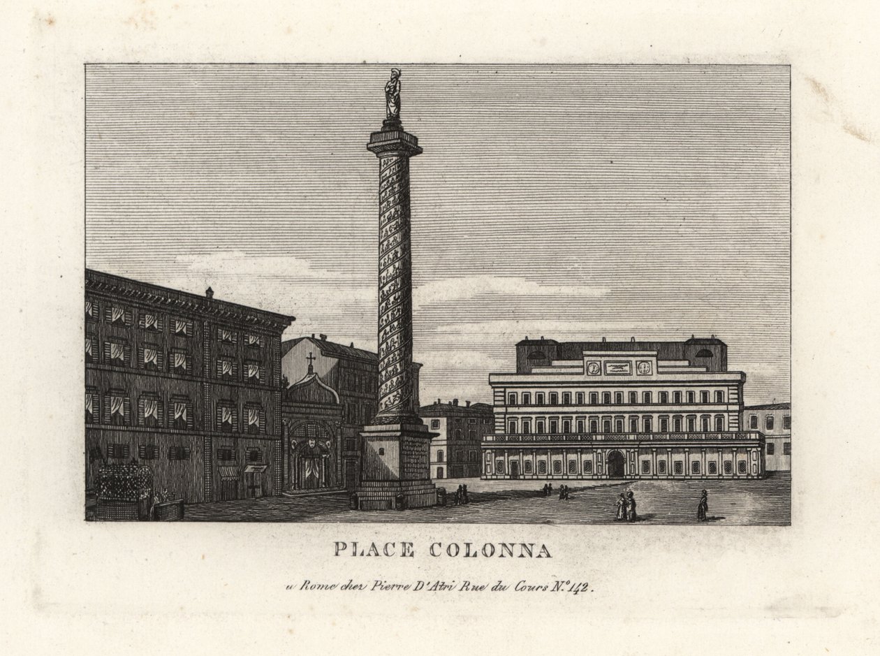 Vue de la Piazza Colonna avec la colonne de Marc Aurèle, Rome - Unbekannt