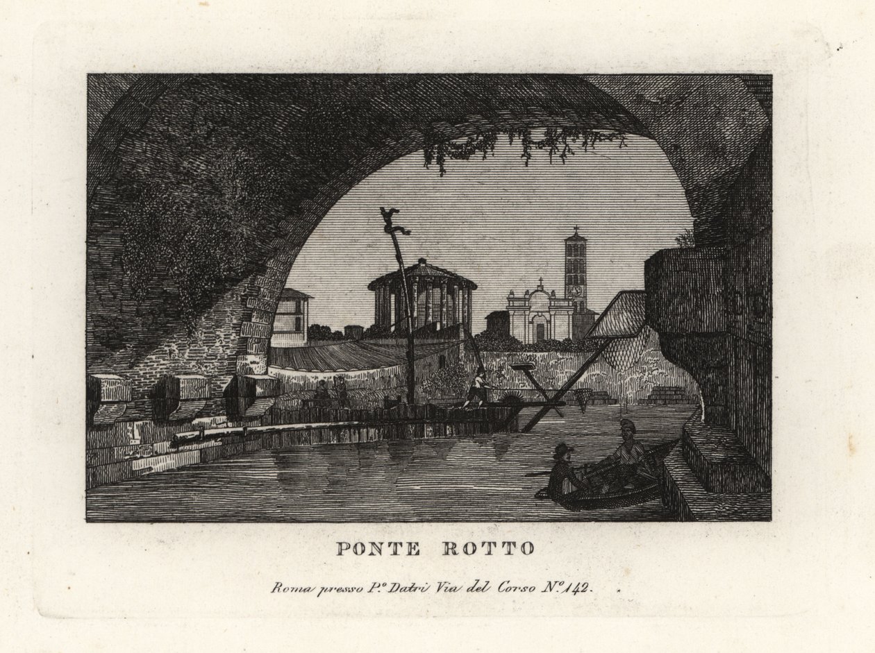 Vue du Ponte Rotto brisé, Pons Aemilius, dans le Tibre, Rome - Unbekannt