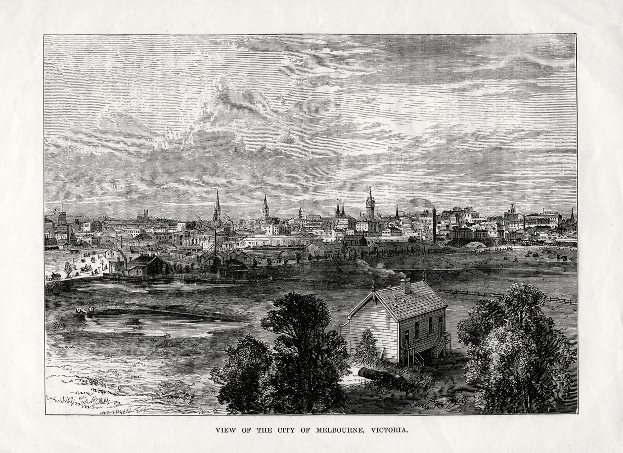 Vue de la ville de Melbourne, Victoria, Australie, 1877 - Unbekannt