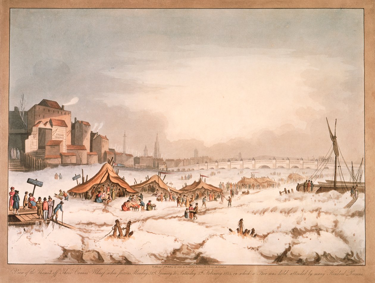 Vue de la Tamise gelée au large de Three Cranes Wharf, Londres, 1814 - Unbekannt