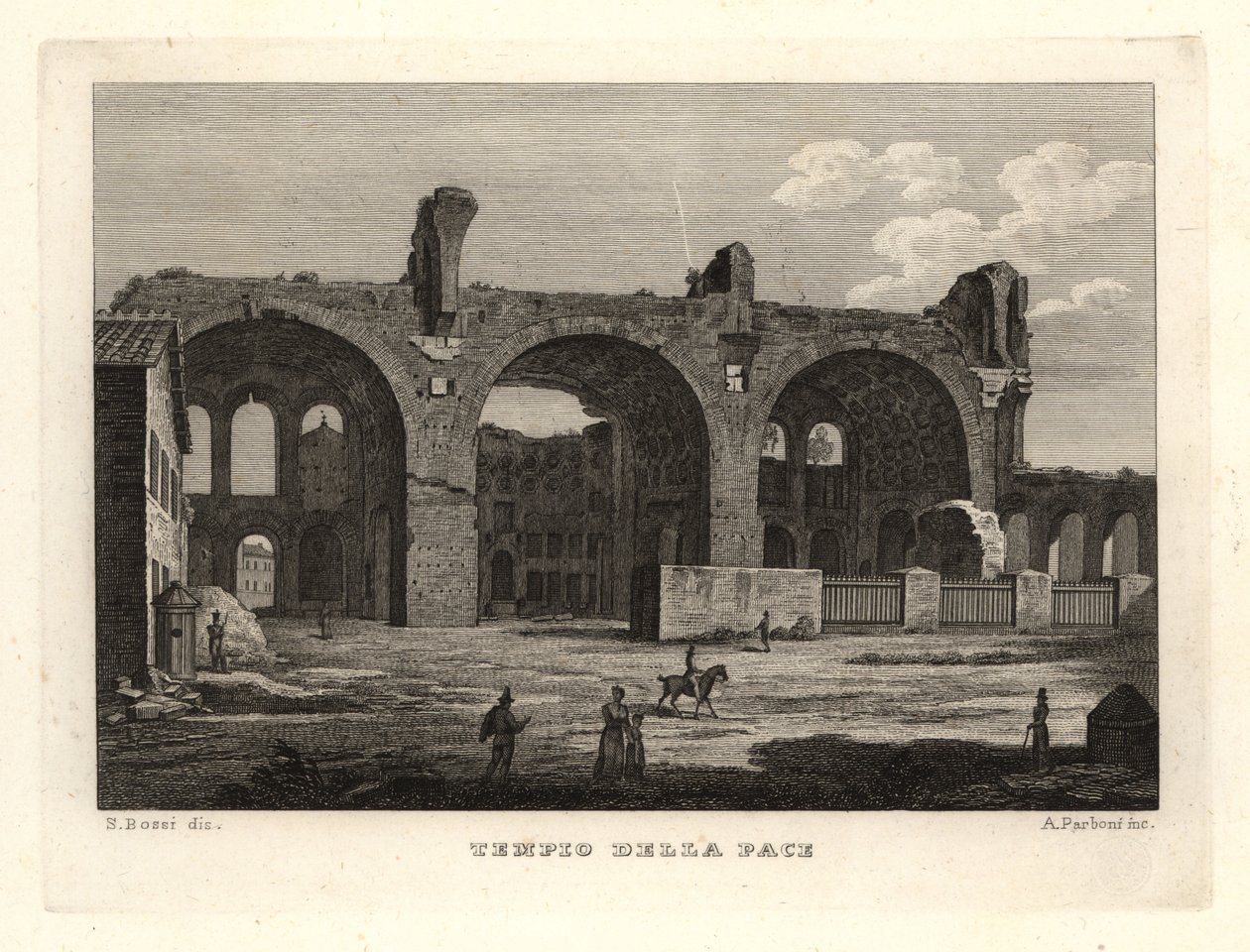 Vue des ruines du Temple de la Paix ou du Forum de Vespasien, Rome - Unbekannt