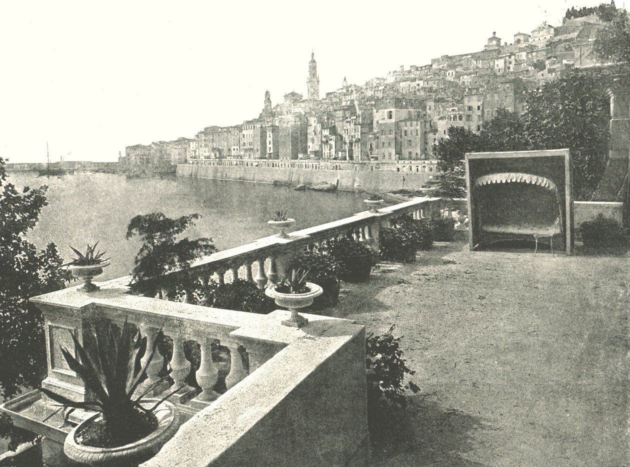 Vue de la ville depuis la baie, Menton, France, 1895 - Unbekannt