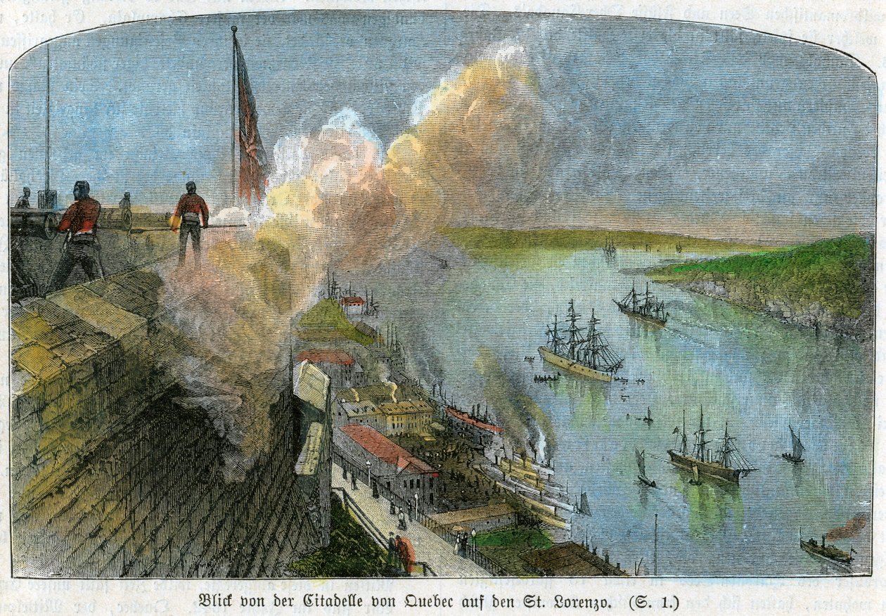 Vue sur le fleuve Saint-Laurent depuis la citadelle de Québec, Canada, vers 1875 - Unbekannt