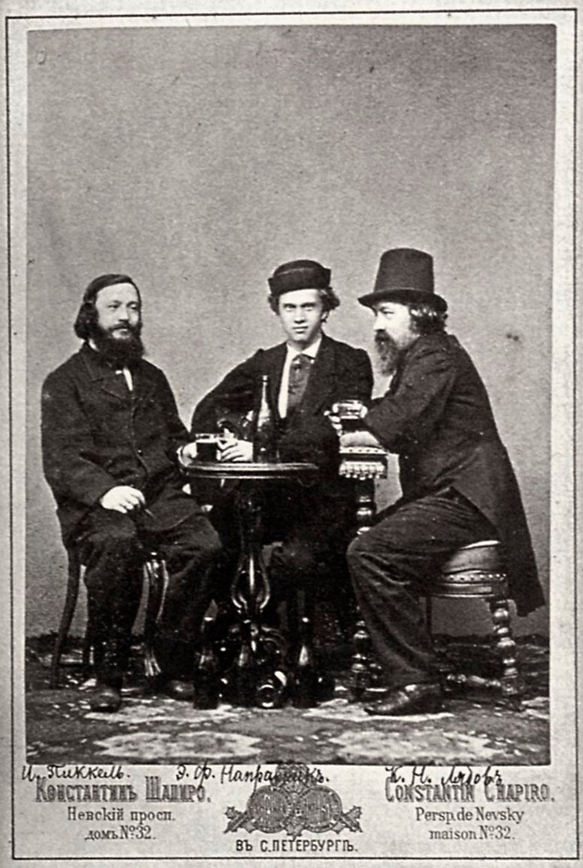 Violoniste Johann Pickel avec les compositeurs Eduard Nápravník et Anatoly Lyadov, 19e siècle - Unbekannt