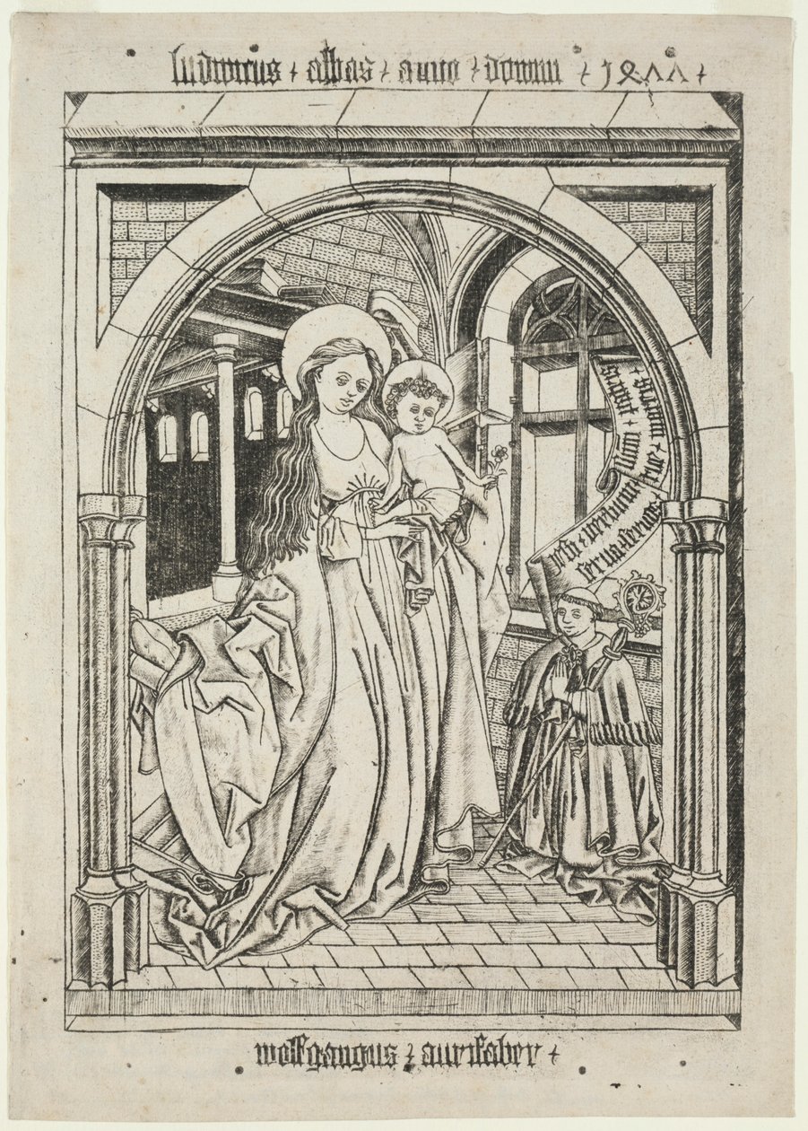 Vierge et Enfant, Abbé Ludwig à genoux - Unbekannt