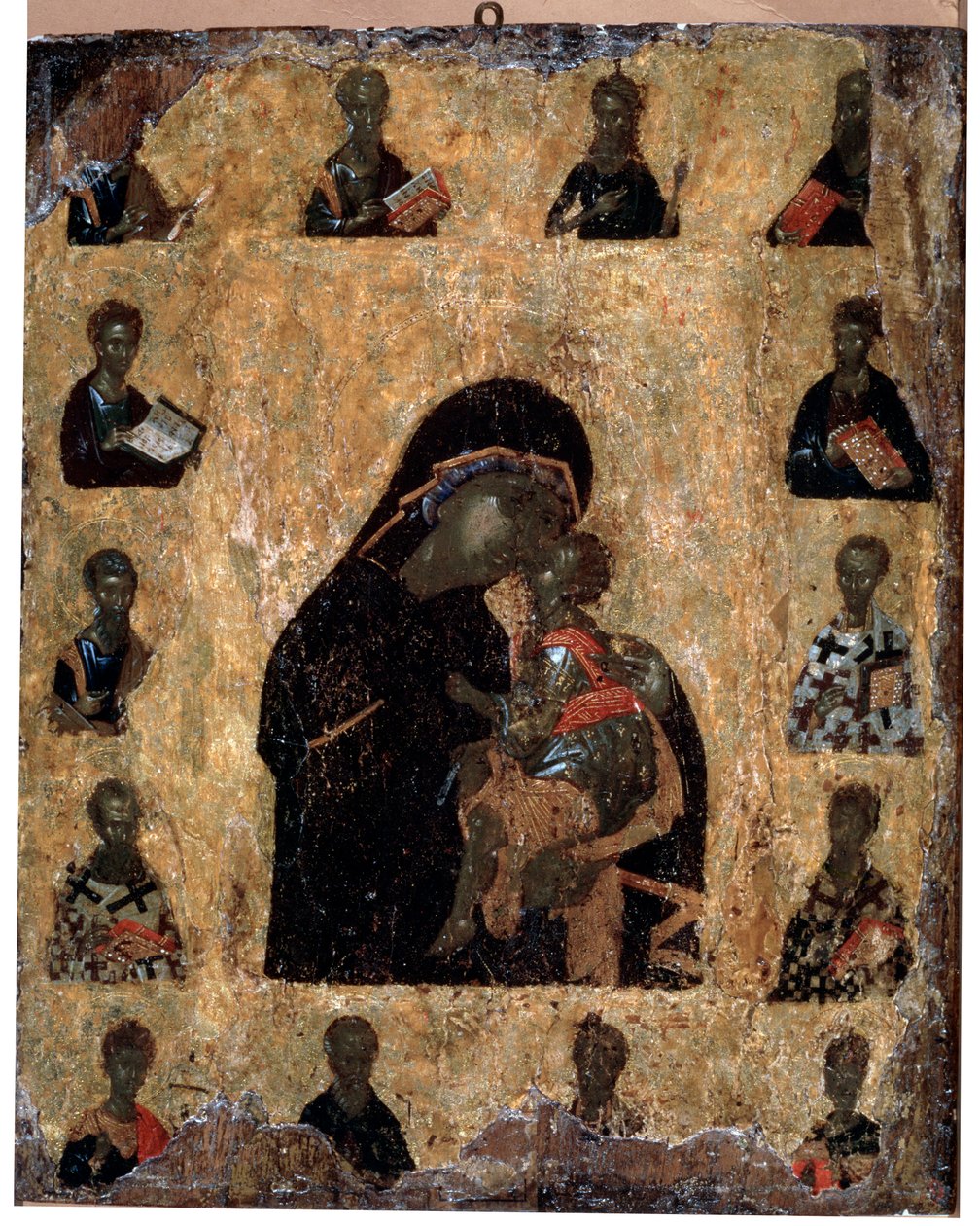 Vierge de Tendresse avec les Saints La Vierge Eleusa, icône byzantine, 14ème siècle - Unbekannt