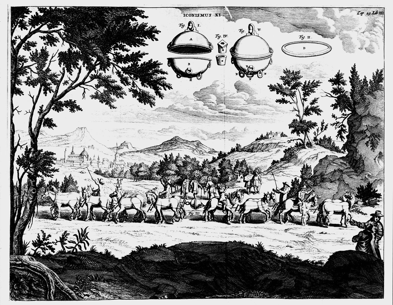 Démonstration de Von Guericke de la force de la pression de l