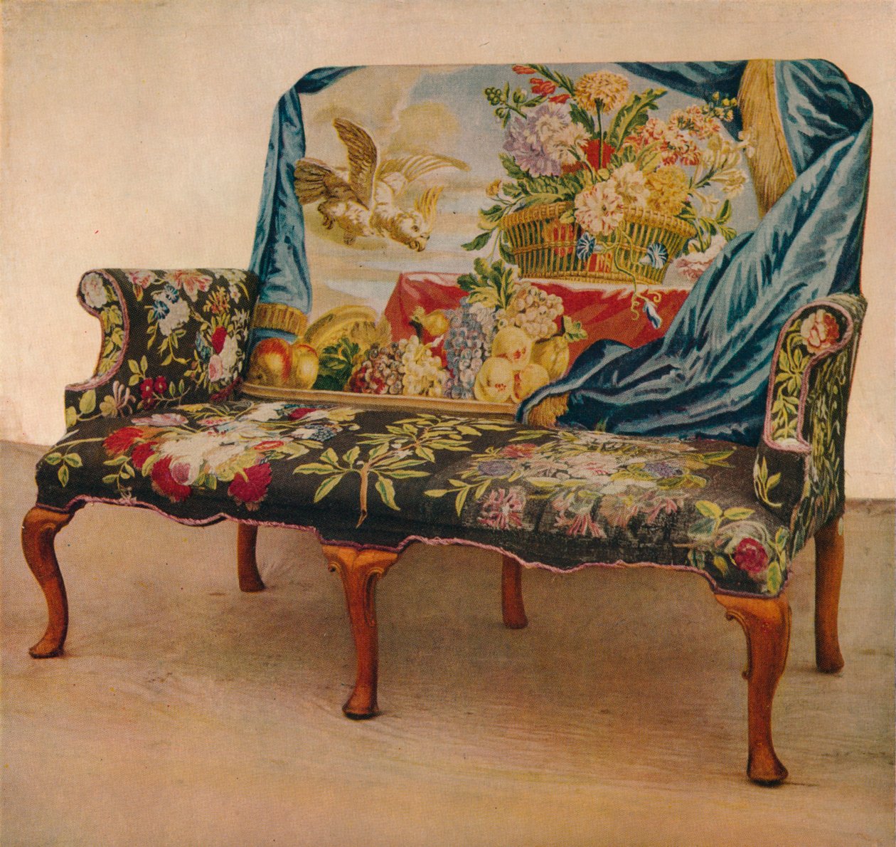 Canapé en noyer avec tapisserie de Soho, vers 1730, 1929 - Unbekannt