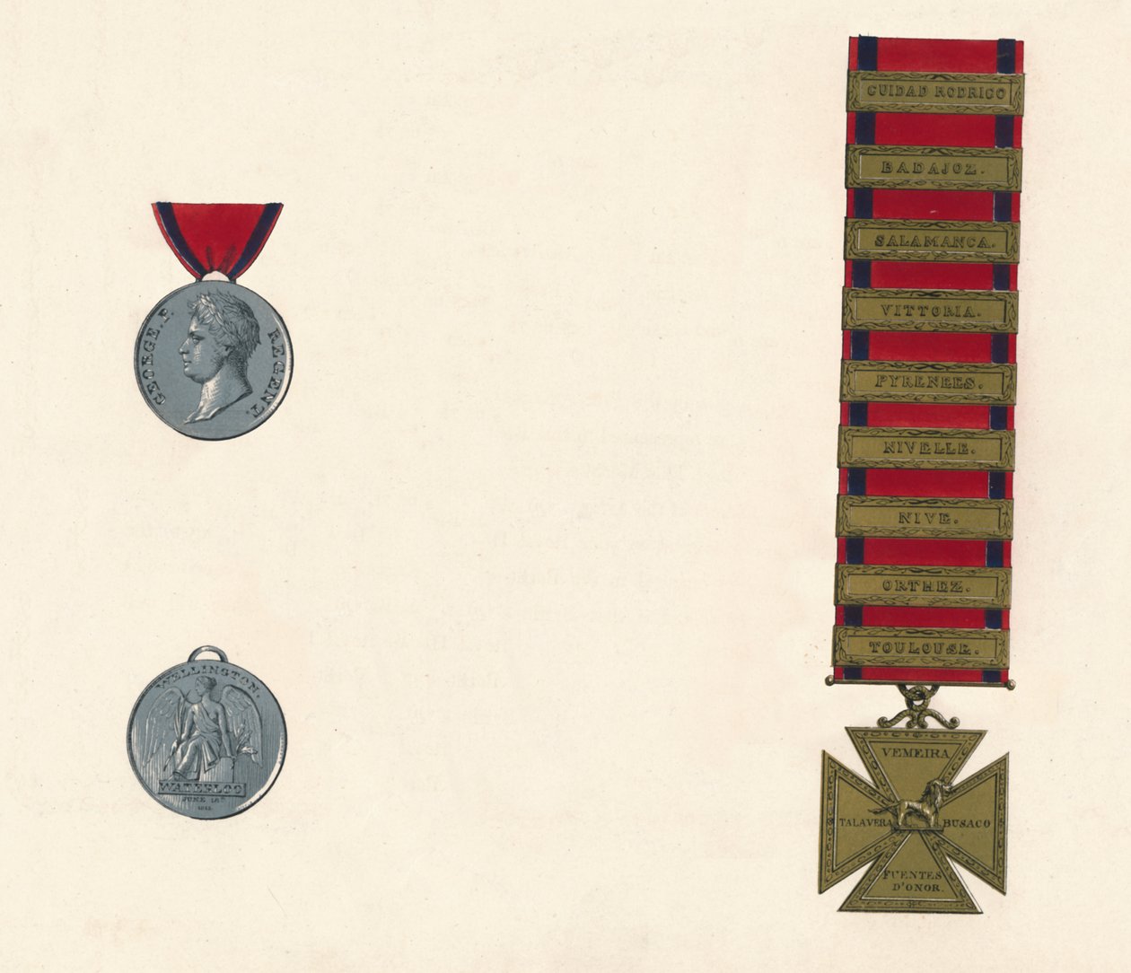 Médaille de service militaire général et de Waterloo 1793-1814, 19e siècle - Unbekannt