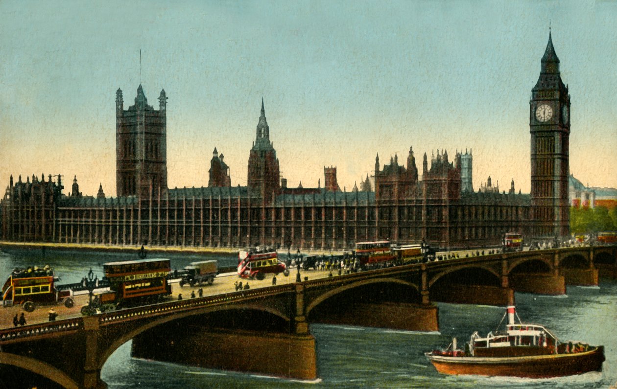 Pont de Westminster et les Chambres du Parlement, Londres, vers 1910 - Unbekannt