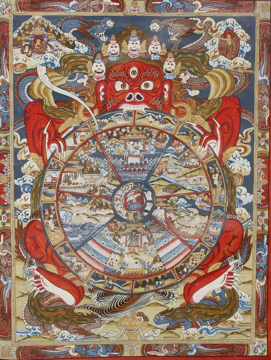 Roue de la vie ou roue du Samsara (Mandala). Monastère de Kopan, Bhaktapur, Népal - Unbekannt