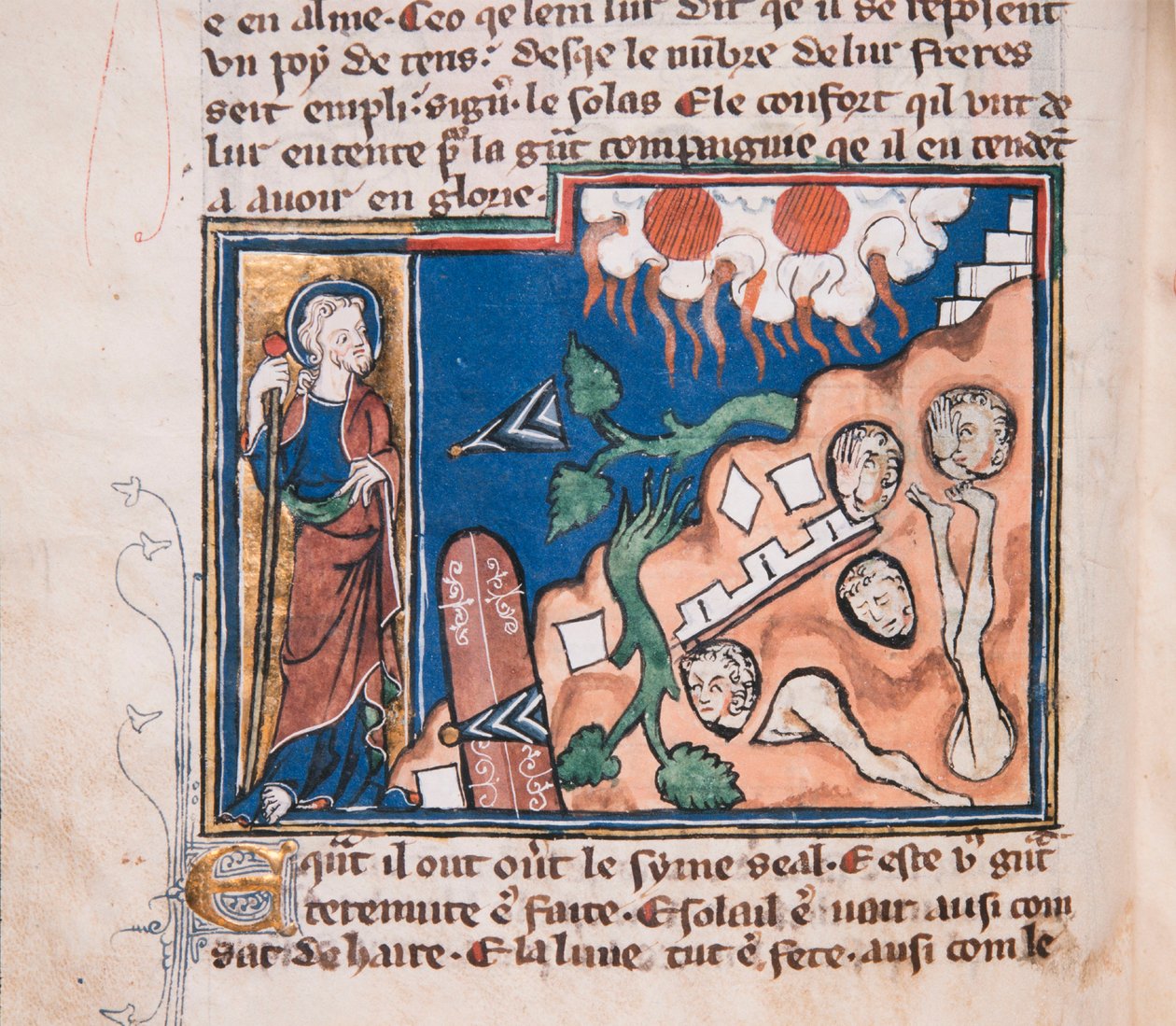 Quand Il se lève pour faire trembler la terre... Miniature de : Apocalypse de saint Jean, vers 1320 - Unbekannt