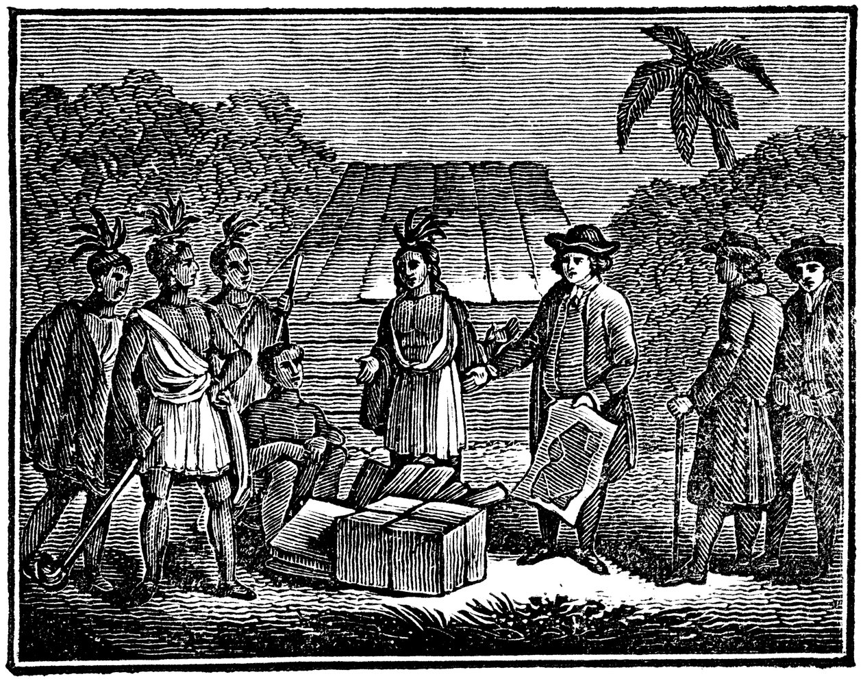 William Penn avec des Amérindiens, colon quaker anglais, 1830 - Unbekannt