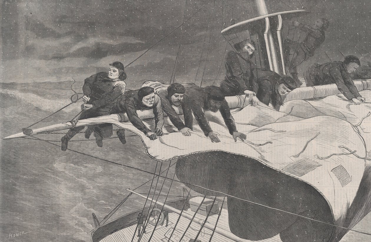 Hiver en mer - Prise de voile au large de la côte, Harper