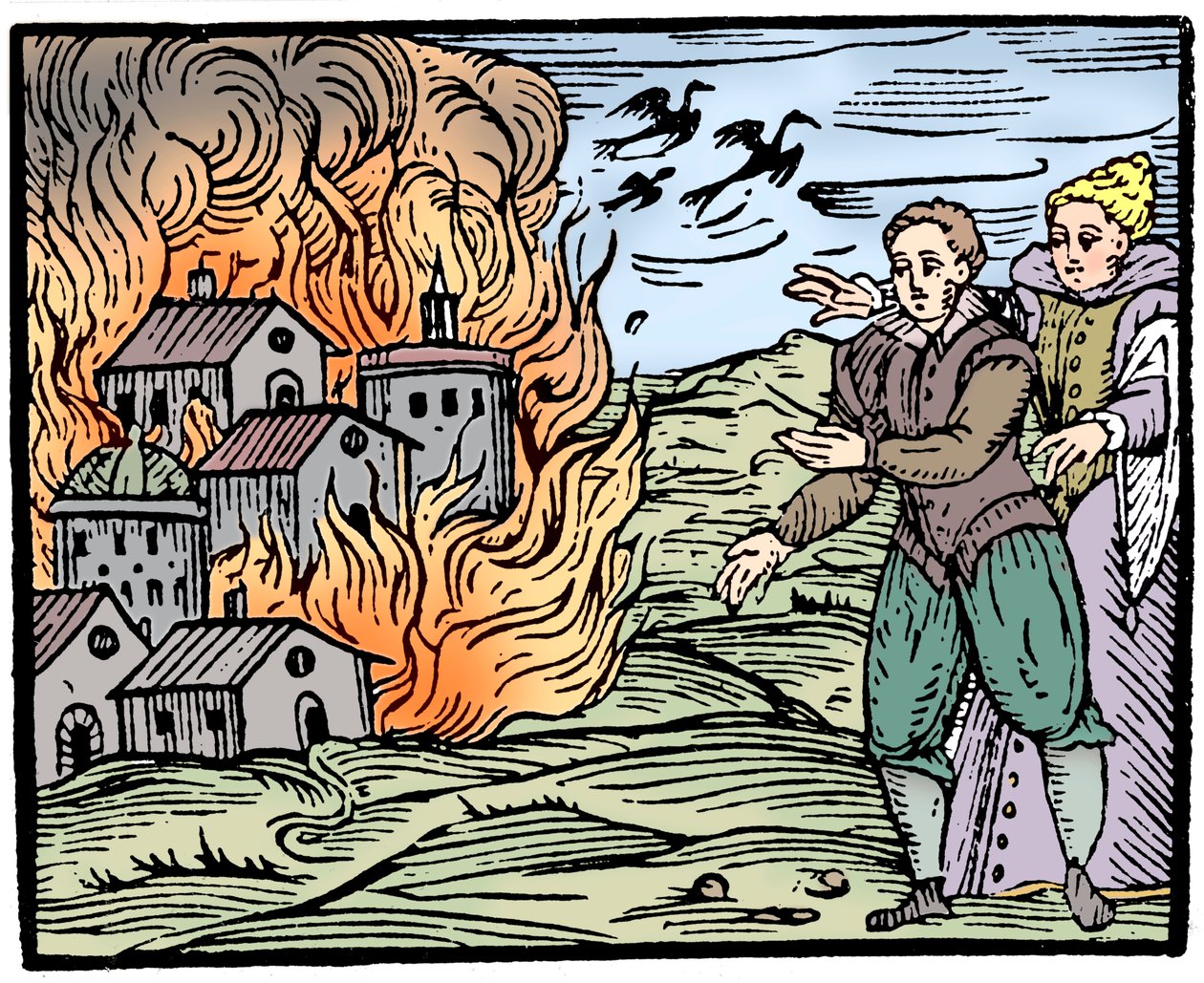 Sorcières détruisant une maison par le feu - Souabe, 1533 - Unbekannt