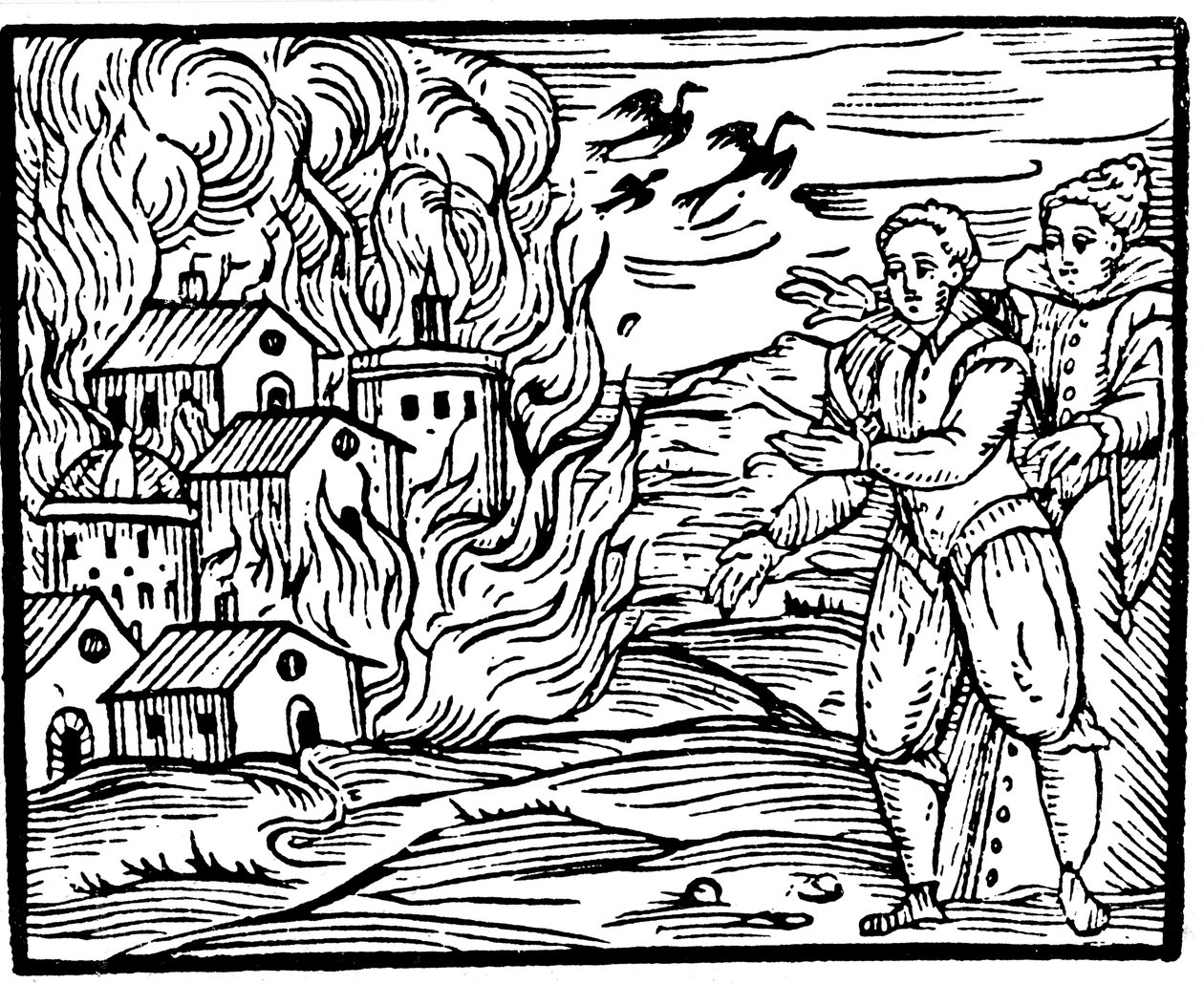 Sorcières détruisant une maison par le feu - Souabe, 1533 - Unbekannt