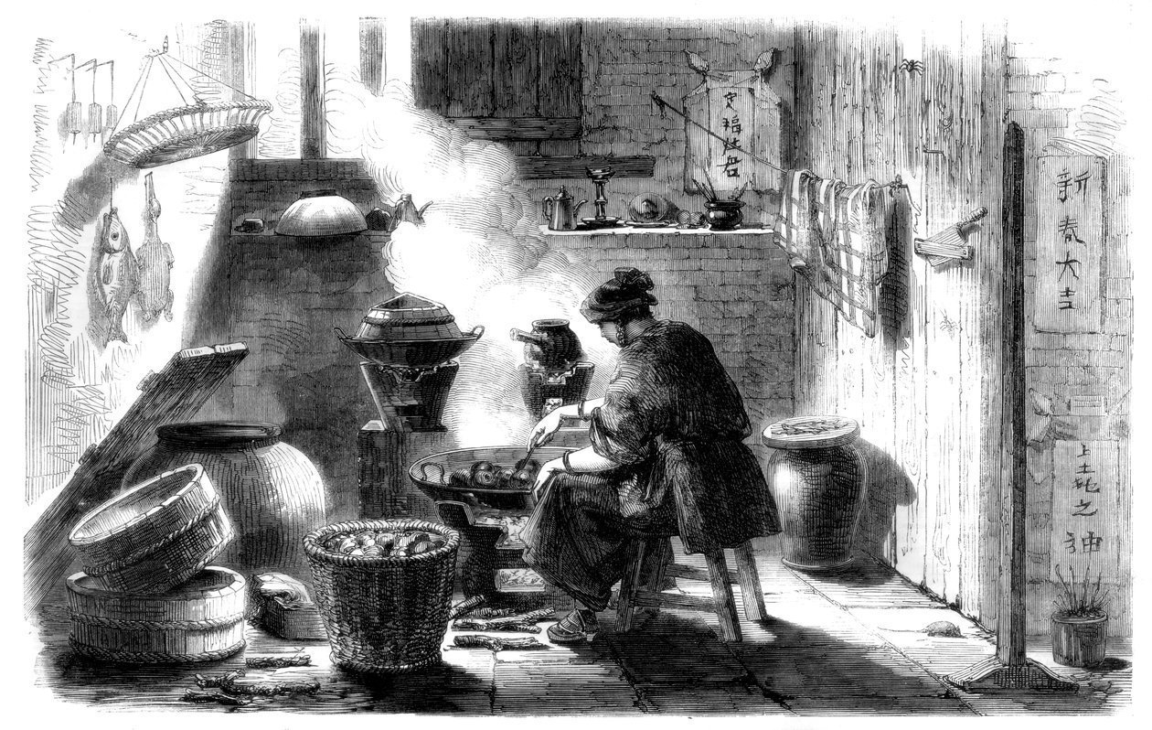 Femme préparant des gâteaux pour le Nouvel An chinois, 1861 - Unbekannt