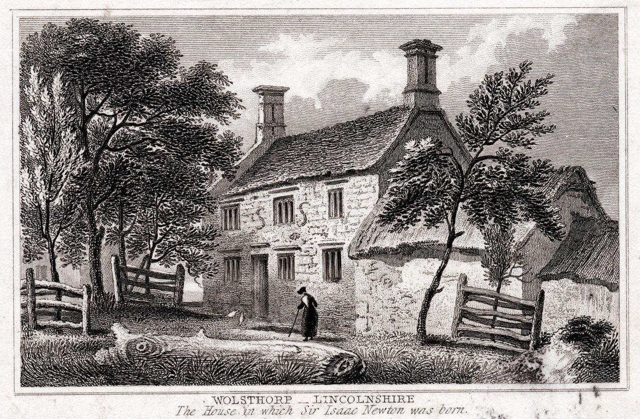Manoir de Woolsthorpe, près de Grantham, Lincolnshire, lieu de naissance de Sir Isaac Newton, début du 19e siècle - Unbekannt