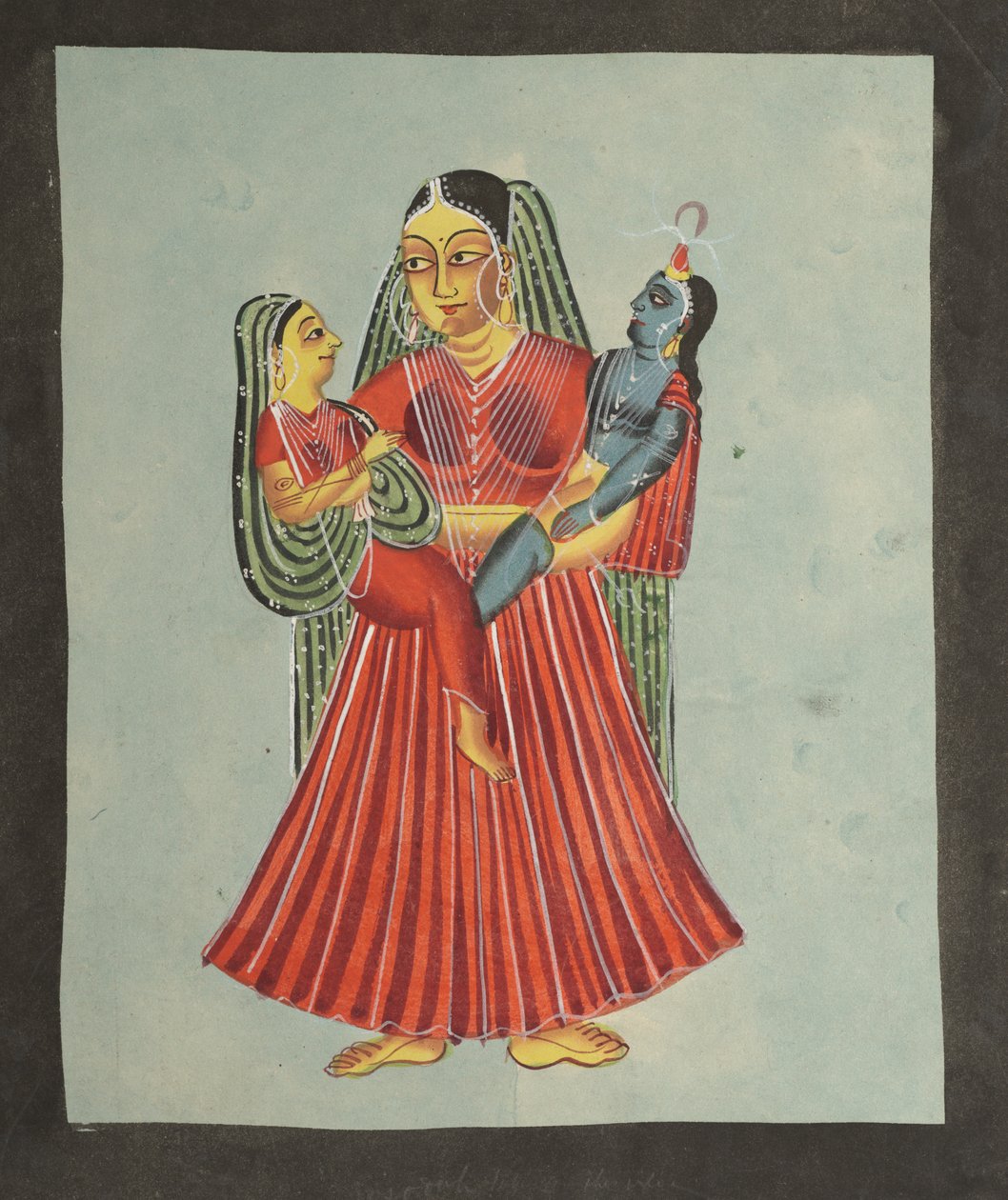 Yasoda tenant Krishna et Radha, années 1800 - Unbekannt