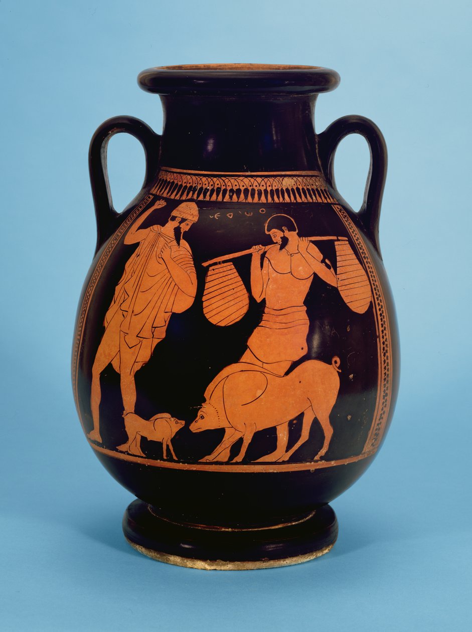 Péliké attique à figures rouges : cochons, porcher et Ulysse, par le Peintre des Cochons, 470-60 av. J.-C. - Unbekannt Unbekannt