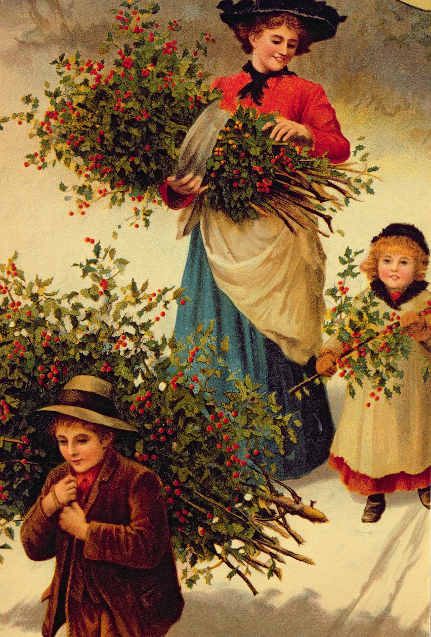 Ramener le houx de Noël, victorien (illustration de livre) - Unbekannt Unbekannt