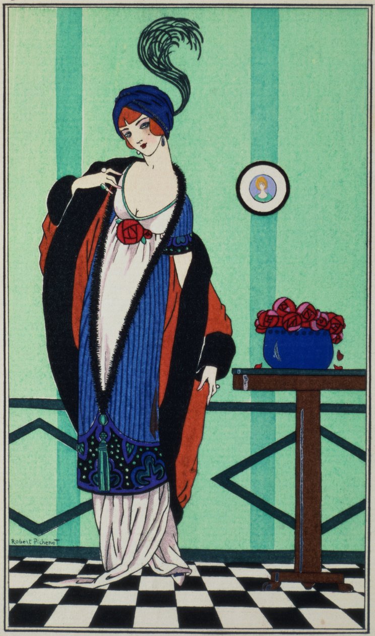 Manteau de fourrure avec tunique en mousseline de 