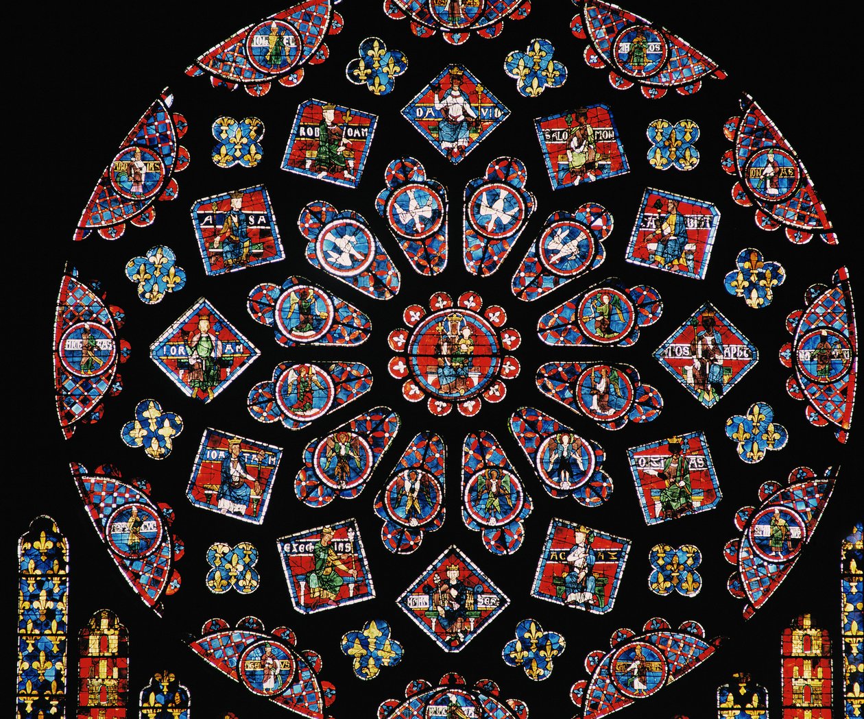 Glorification de la Vierge Marie, montrant les armes de Blanche de Castille sous la rosace, vers 1223 - Unbekannt Unbekannt