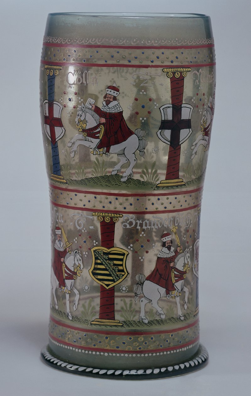 Kurfuerstenhumpen (verre électoral allemand) émaillé avec des scènes de l