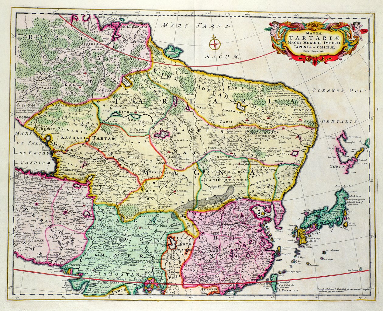 Carte de la Mongolie montrant le Japon et la Chine, vers 1680 par Frederick de Wit - Unbekannt Unbekannt