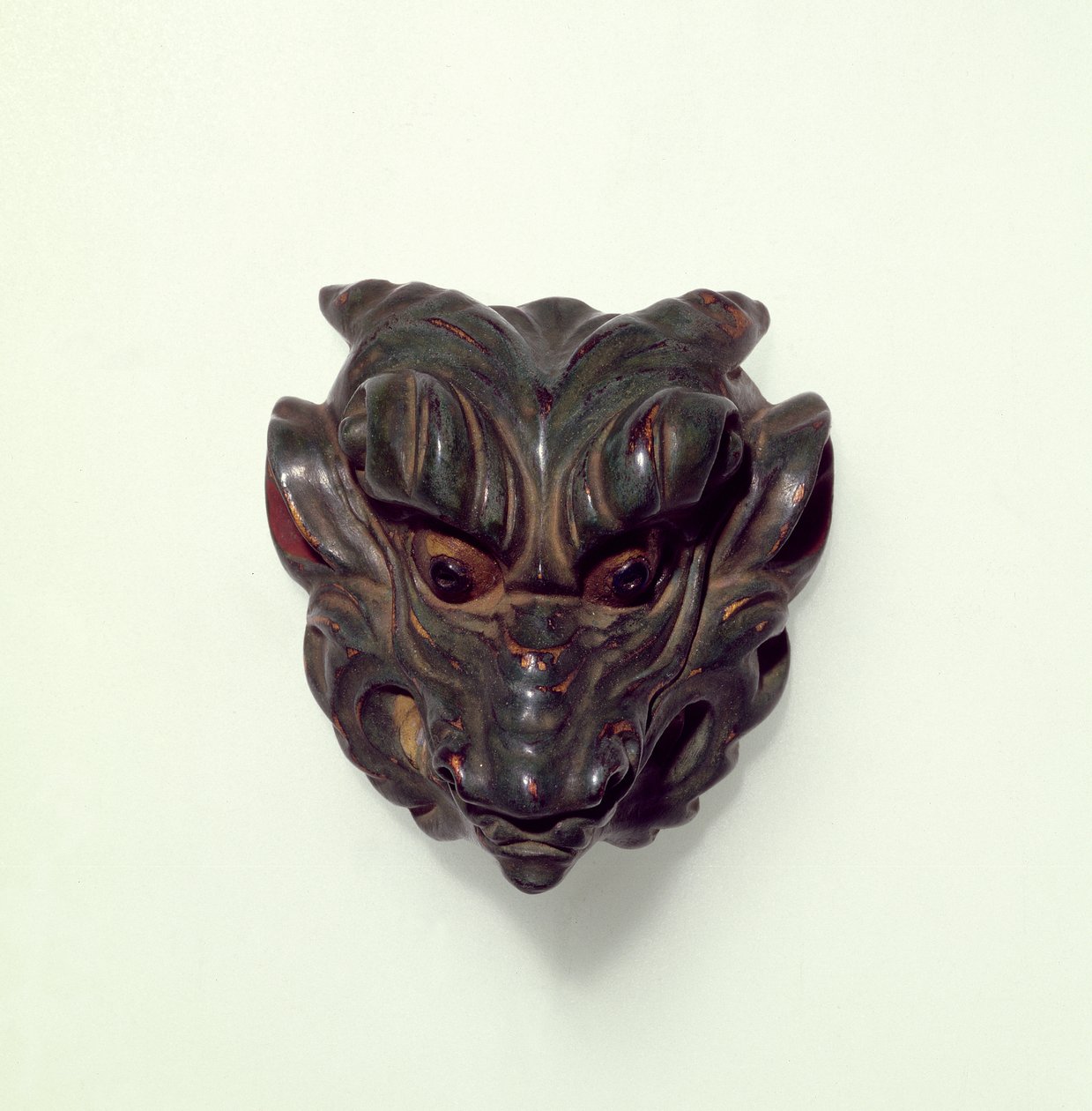 Netsuke en bois peint, sculpté comme un modèle de masque Gagaku, 19ème siècle - Unbekannt Unbekannt