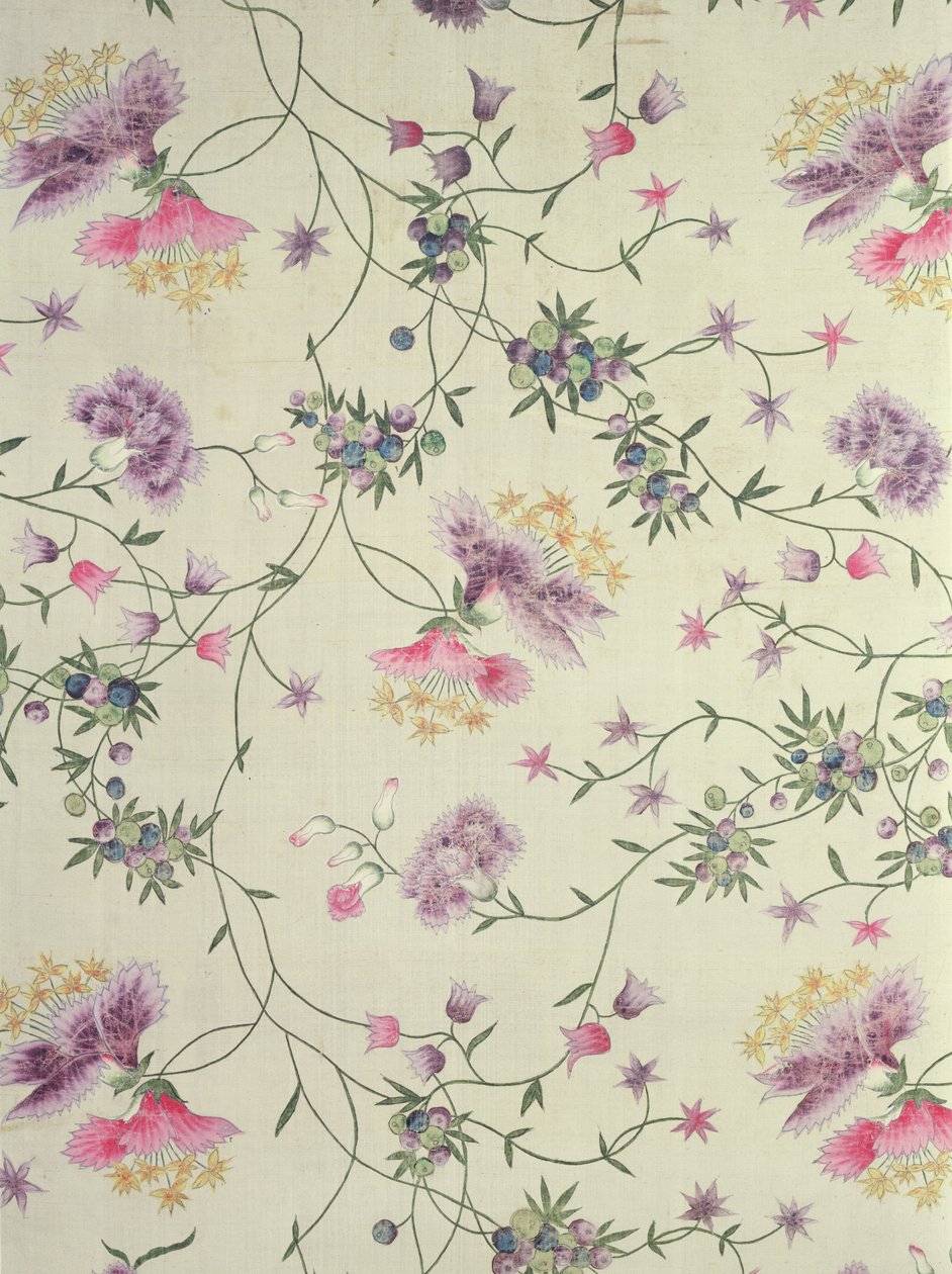 Matériau peint avec des fleurs naturalistes - Unbekannt Unbekannt