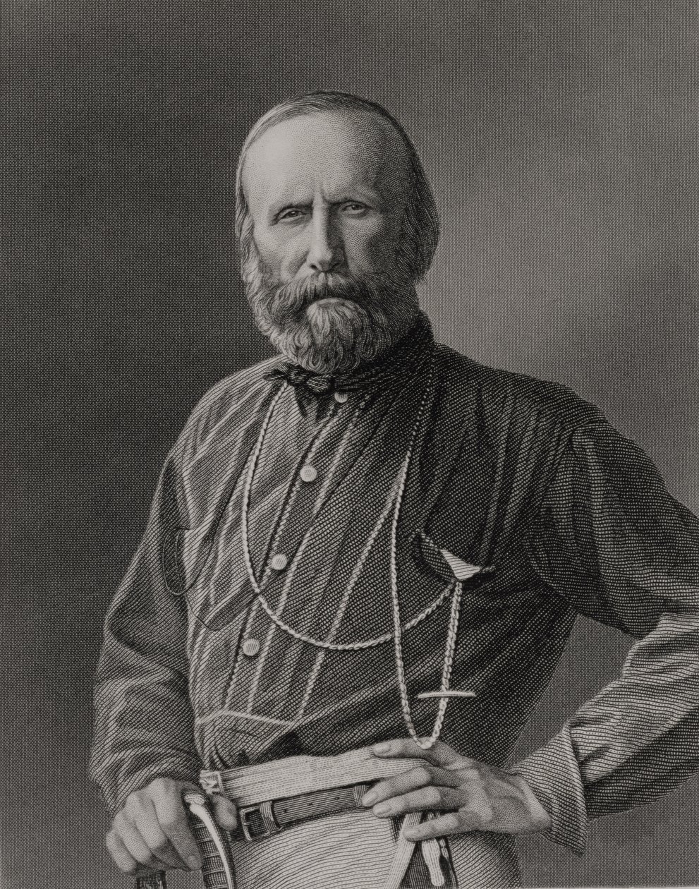 Portrait de Giuseppe Garibaldi (1807-82) gravé par William Holl (1807-71) d