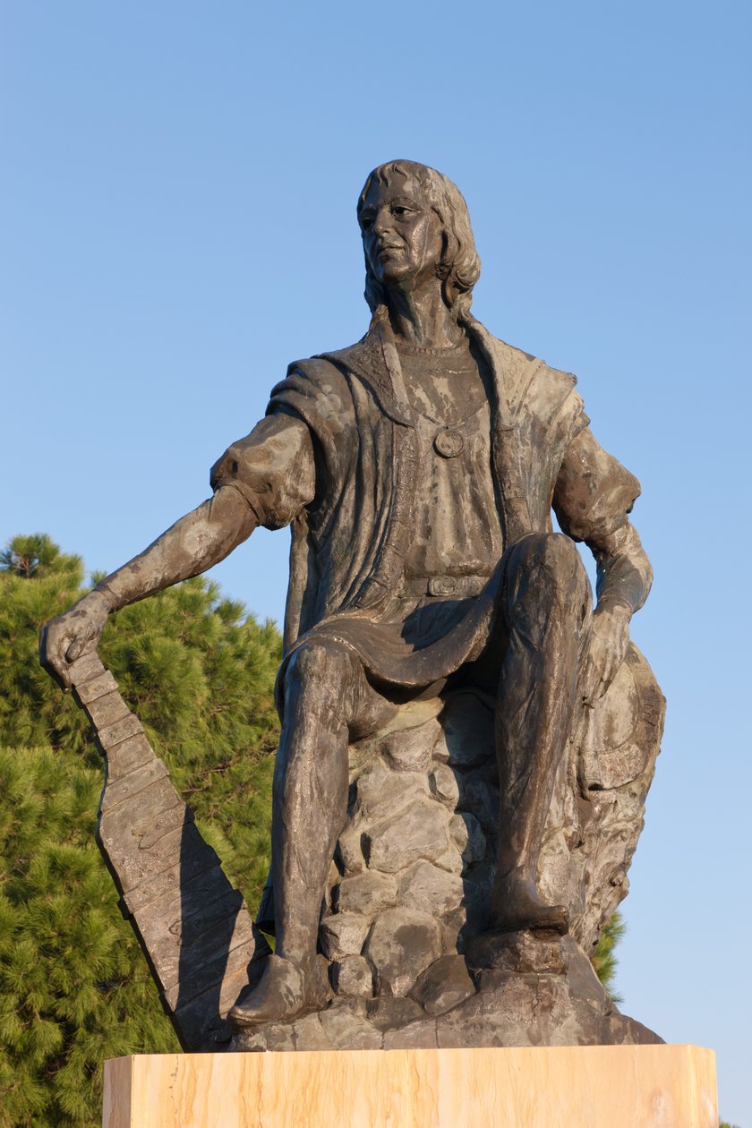 Statue de Christophe Colomb au monastère de La Rábida, province de Huelva, Andalousie, sud de l