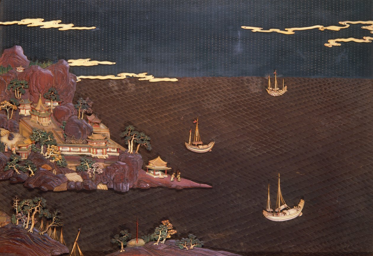Plateau avec scène marine tirée d