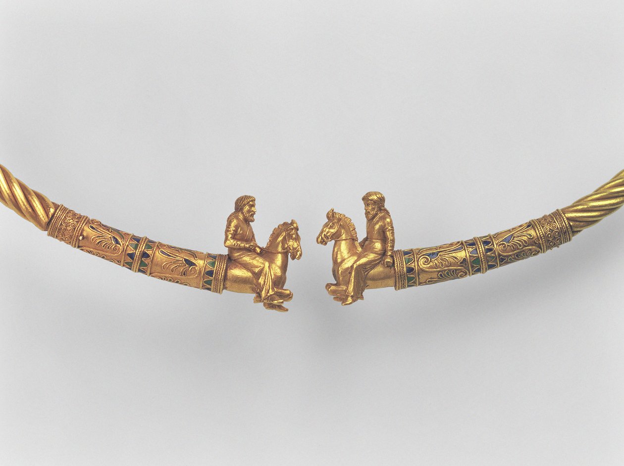 Anneau de cou avec des points en forme de cavaliers scythes, (détail), œuvre grecque du royaume du Bosphore, 4e siècle av. J.-C. - Unbekannt Unbekannt