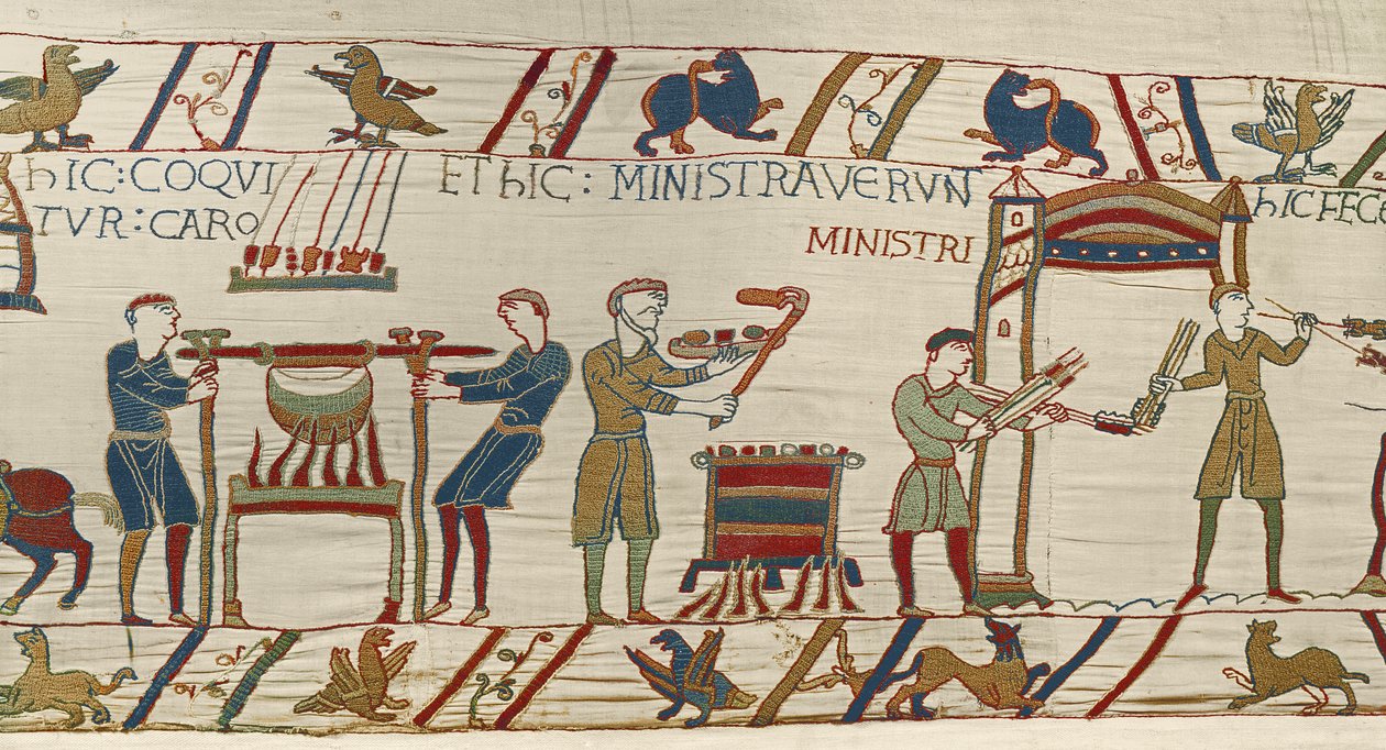 Les cuisiniers normands préparent un festin pour Guillaume, Tapisserie de Bayeux - Unbekannt Unbekannt