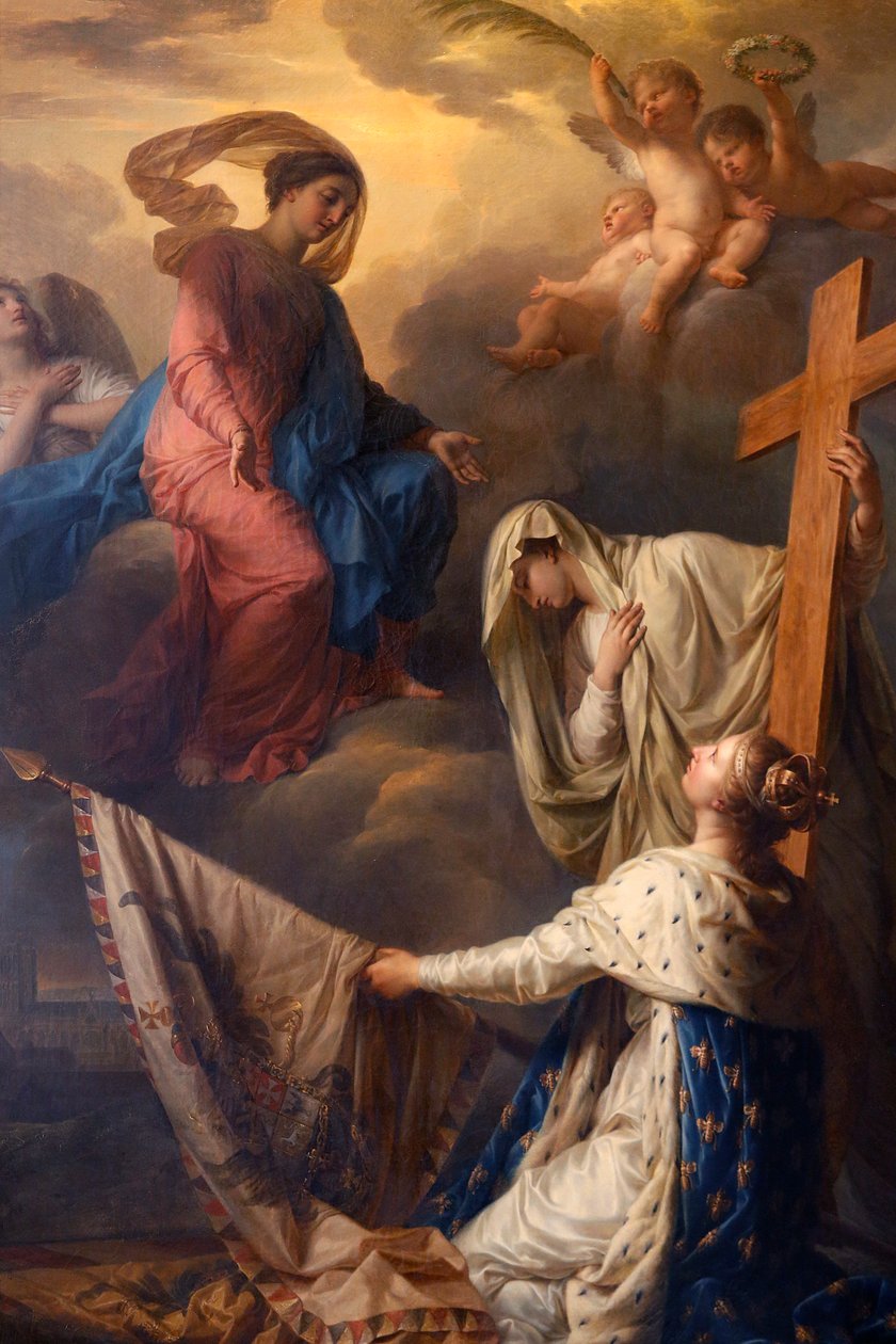 Église catholique Notre-Dame du Val-de-Grâce, Paris, France, Peinture : "La France appuyée sur la Religion consacre à Notre-Dame-des-Gloires des drapeaux pris à l