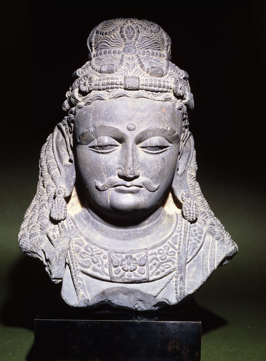 Grande tête de Bodhisattva avec une expression baissée, 2e-3e siècle - Unbekannt