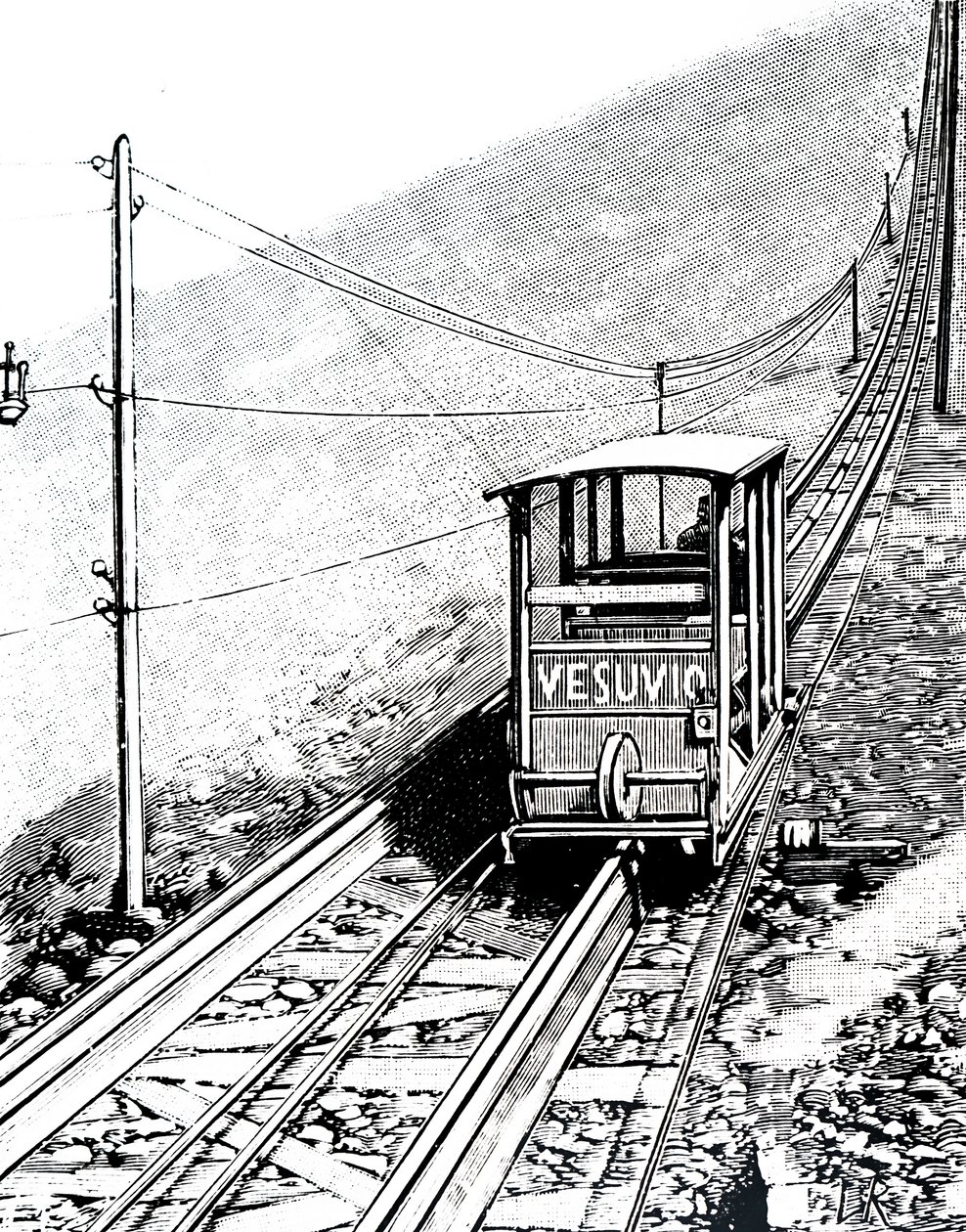 Élévation latérale de la voiture sur le funiculaire du Vésuve - Unbekannt