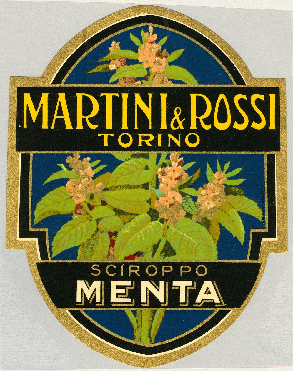 Étiquette publicitaire pour le sirop de menthe Martini e Rossi - Unbekannt