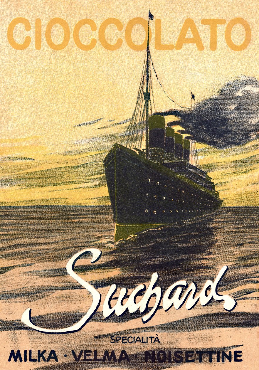 Publicité pour le chocolat Milka de Suchard représentant un paquebot, début du 20ème siècle (affiche) - Unbekannter Künstler