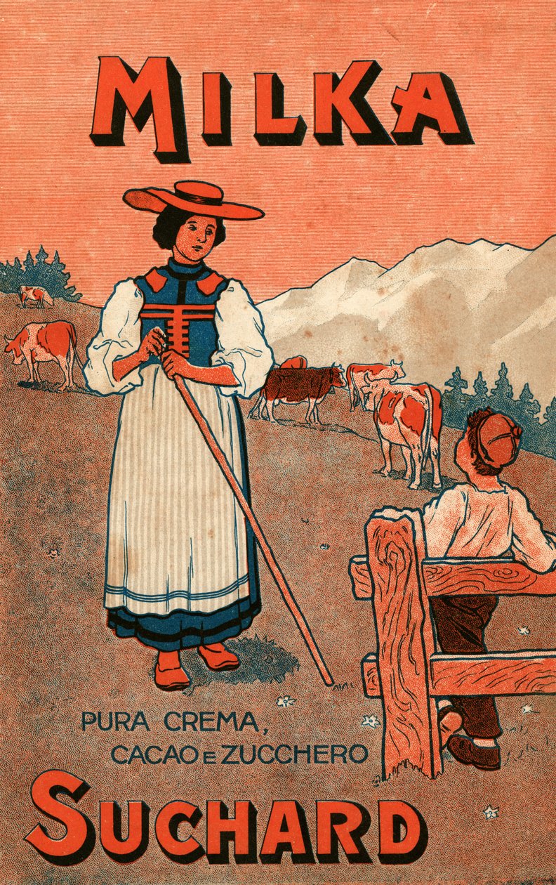 Publicité pour la crème au chocolat Milka de Suchard, début du XXe siècle (affiche) - Unbekannter Künstler