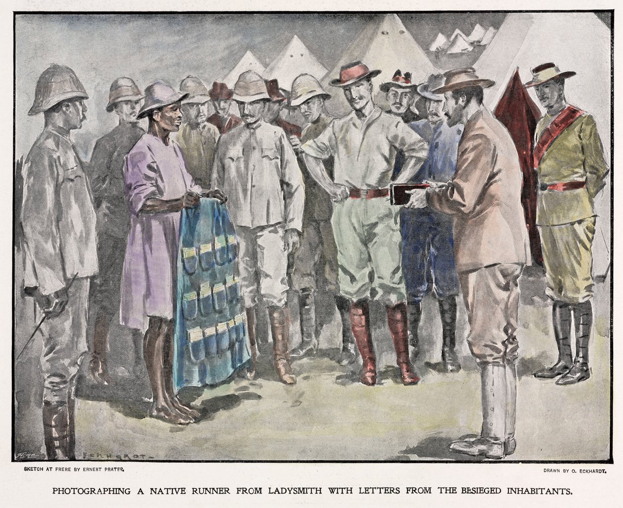 Africain livrant des lettres aux soldats britanniques pendant la guerre des Boers, c 1900 - Unbekannt